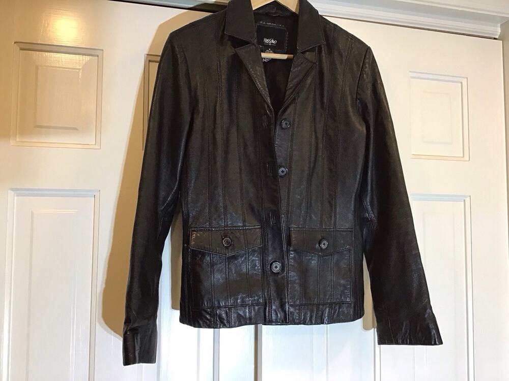 Mossimo Black Leather Matrix Blazer Women S Y2K 90s Minimalist Vintage Moto Goth
